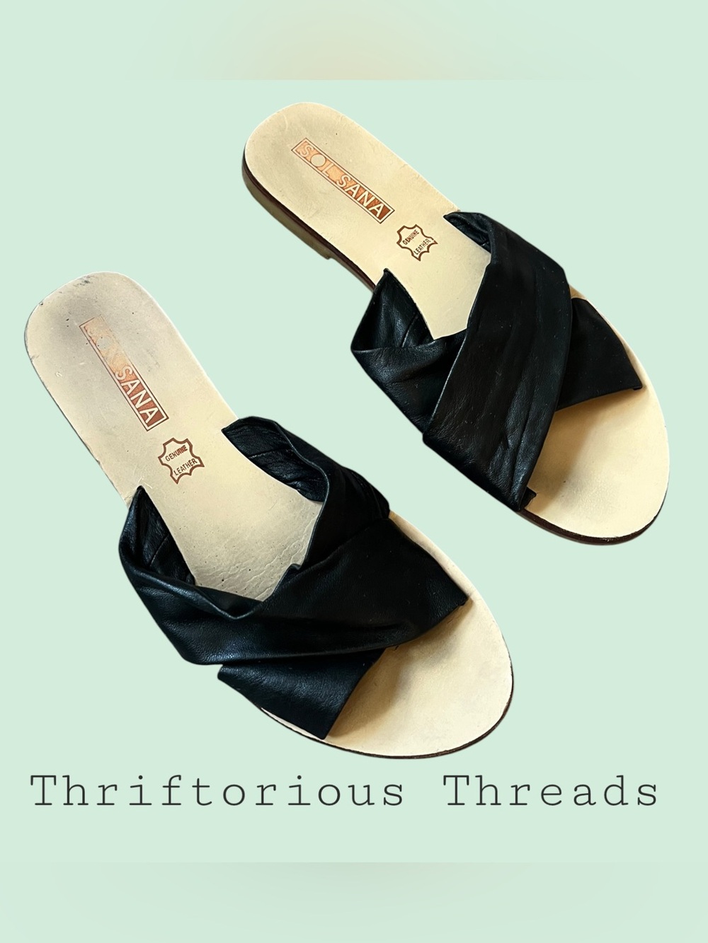 Sol Sana Black Crossband Slide Sandals